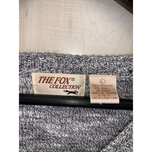Vtg 80s-The Fox Collection Men Wool Blend V Neck Knit Sweater Pullover Sz L-6538 - Picture 2 of 5